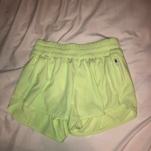 Neon yellow Lululemon shorts